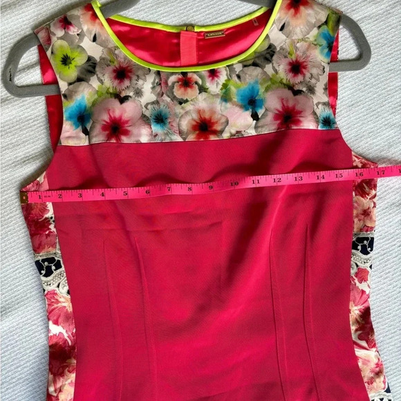 Ellie Tahari mini Dress size 6 Barbie Pink Floral city romantic bachelorette - Picture 10 of 11